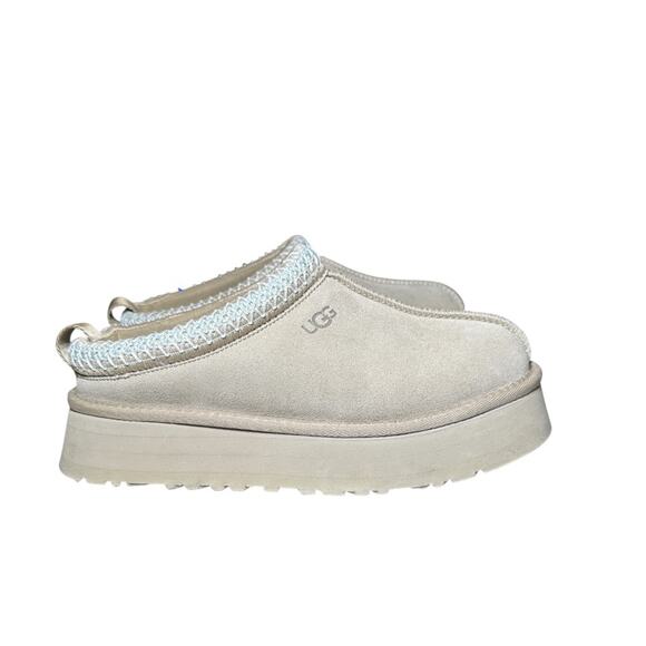 UGG Tazz II Sand Suede Shearling Platform Slippers Women's Size 8 - Picture 2 of 7